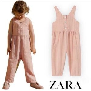 Zara Light Pink Striped Jumpsuit